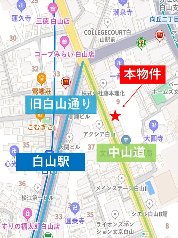 白山の事務所仕様物件の地図