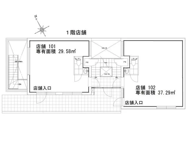 美容室・理容室の居抜き物件の平面図
