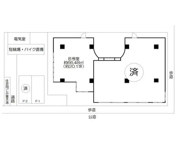 貸店舗(スケルトン)の平面図