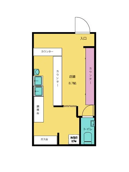 五香のカフェ・喫茶店居抜きの平面図