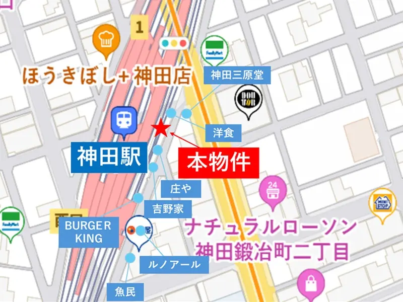 神田のスケルトン物件の地図