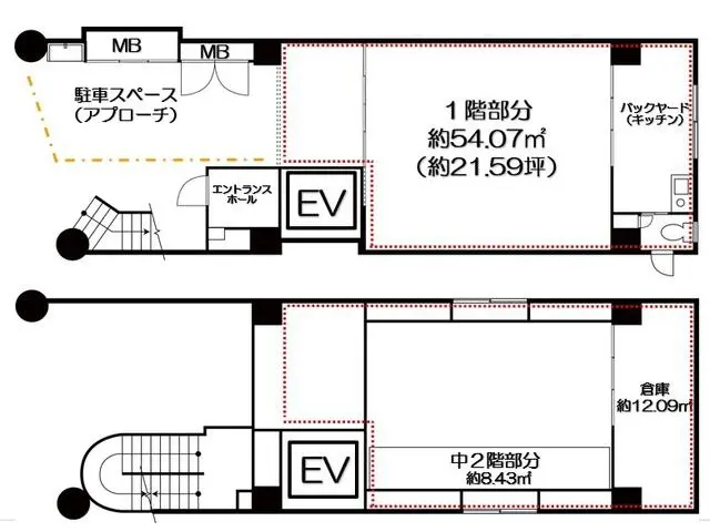 蔵前の居抜き店舗の平面図
