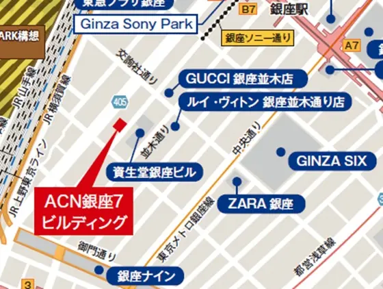 銀座のBAR・ショットバー居抜きの地図
