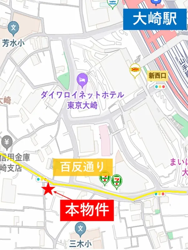 大崎の居抜き店舗の地図