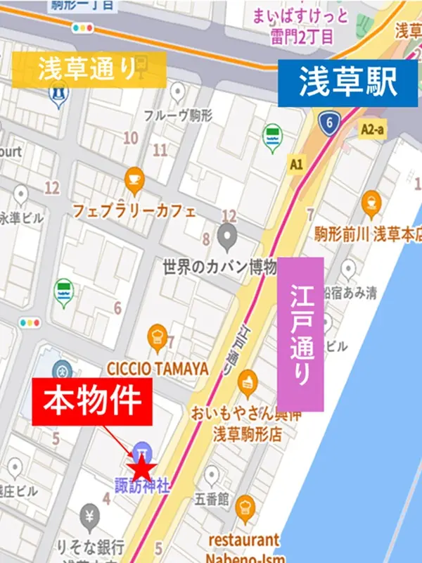 浅草のスケルトン店舗物件の地図
