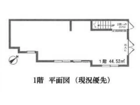 大山のスケルトン店舗物件の平面図