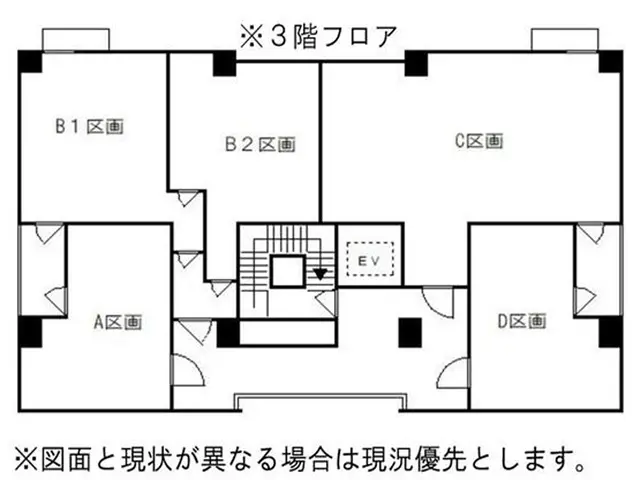 貸店舗(スケルトン)の平面図