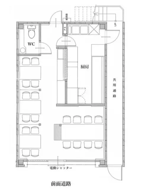 綾瀬の居抜き店舗の平面図