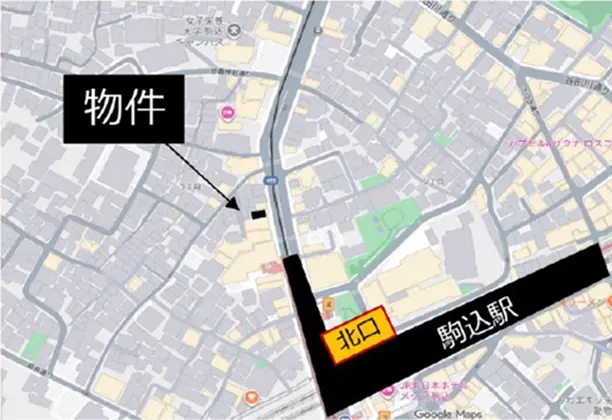 駒込の医院居抜きの地図
