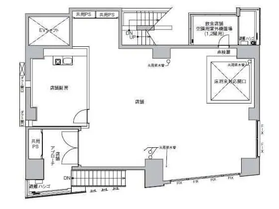 貸店舗(スケルトン)の平面図