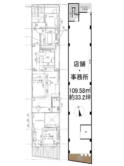 麻布十番のBAR・ショットバー居抜きの平面図