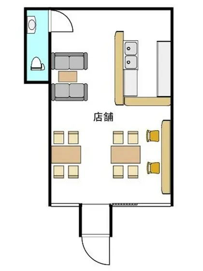 カフェ・喫茶店の居抜き物件の平面図