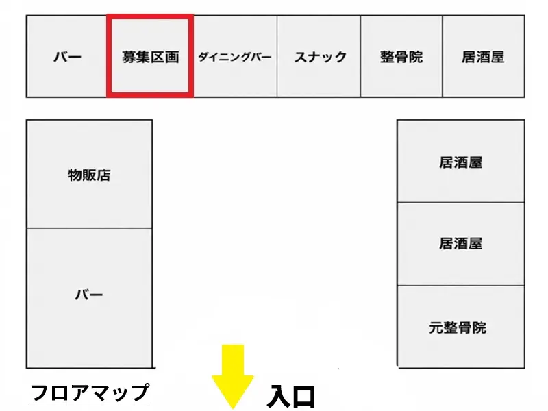 中野の居抜き店舗のフロアマップ