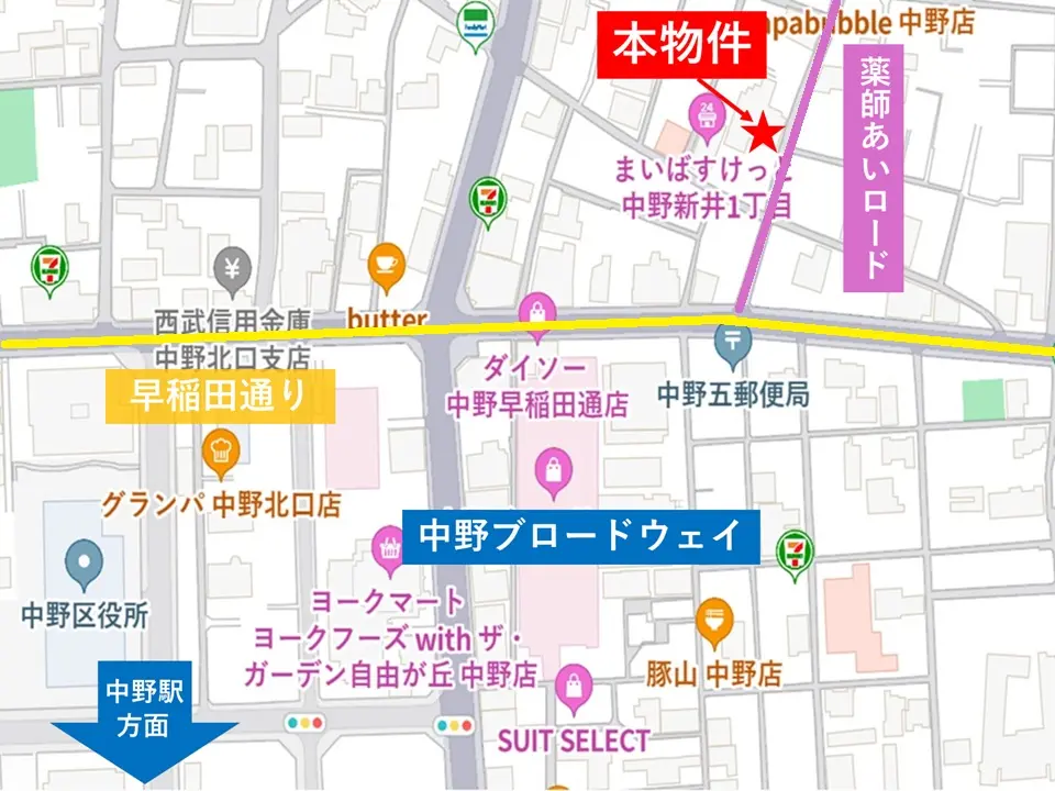 中野の居抜き店舗のフロアマップ