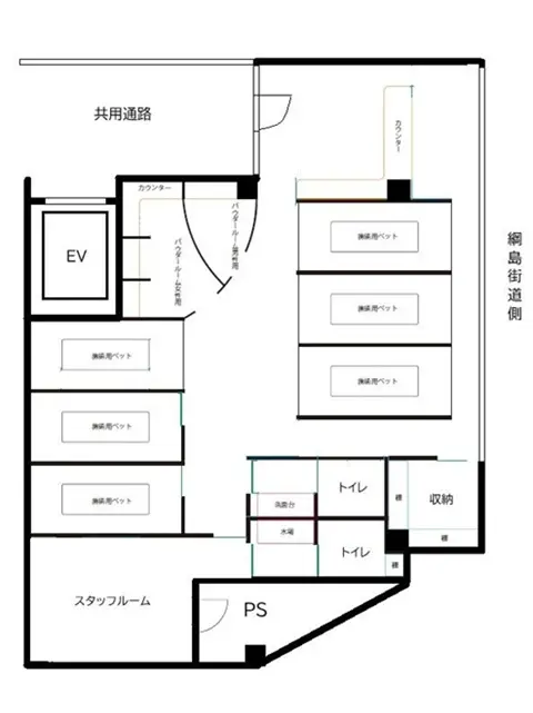 綱島のエステ居抜きの平面図