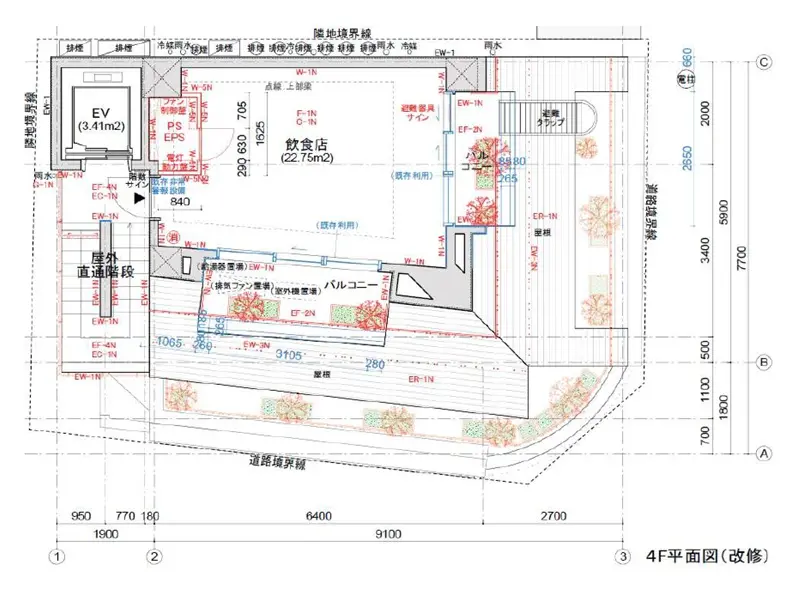 恵比寿のスケルトン店舗物件の平面図