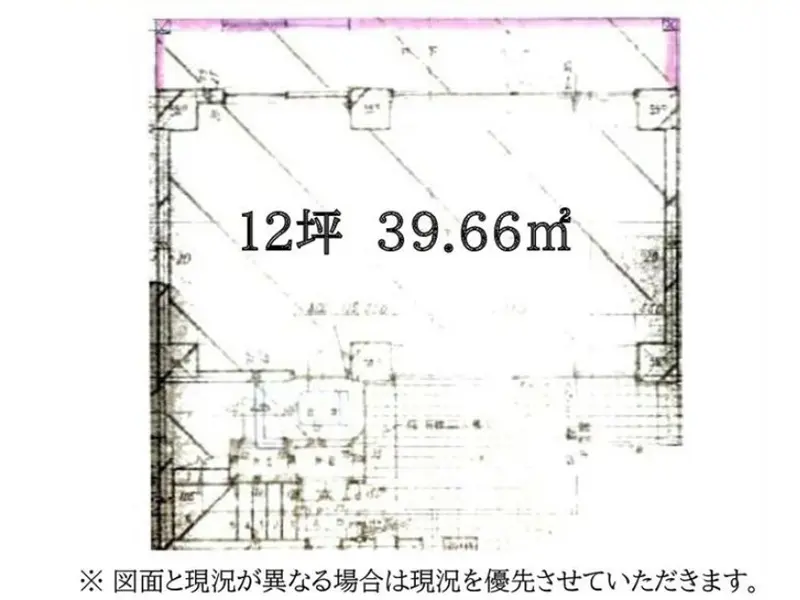 浅草橋のスケルトン店舗物件の平面図