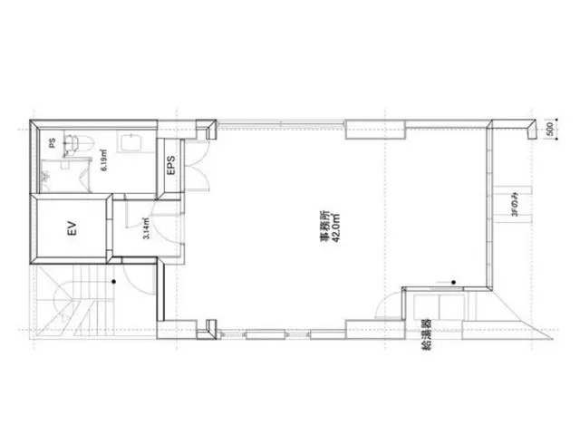 貸店舗(事務所仕様)の平面図