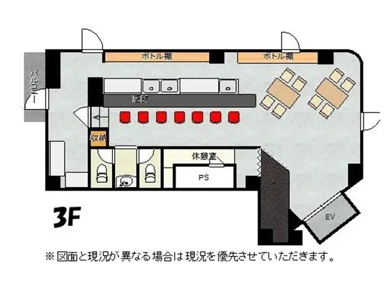 BAR・ショットバーの居抜き物件の平面図