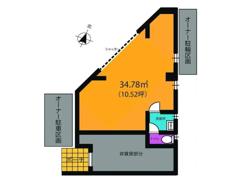 京王堀之内の事務所仕様物件の平面図