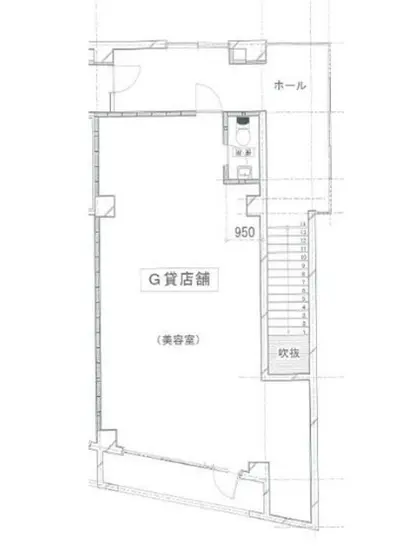 小田急相模原の美容室・理容室居抜きの平面図
