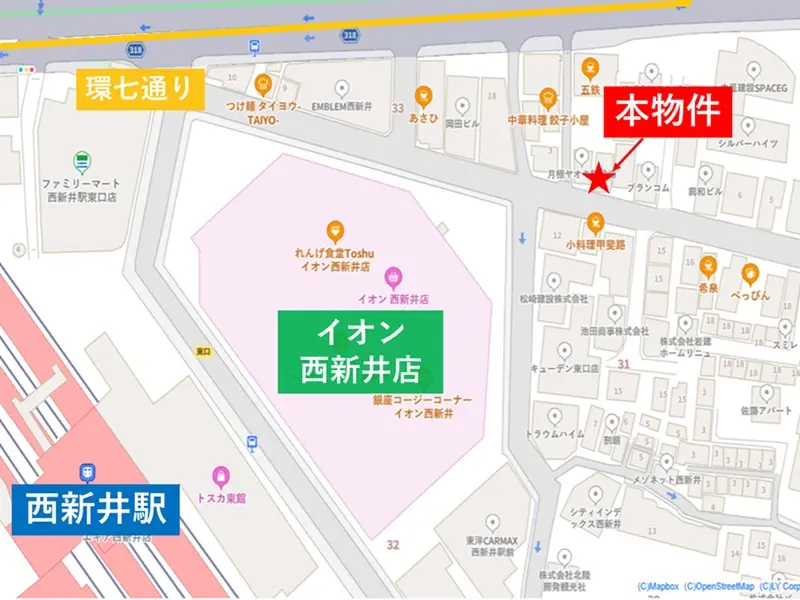 西新井の中華料理居抜きの地図