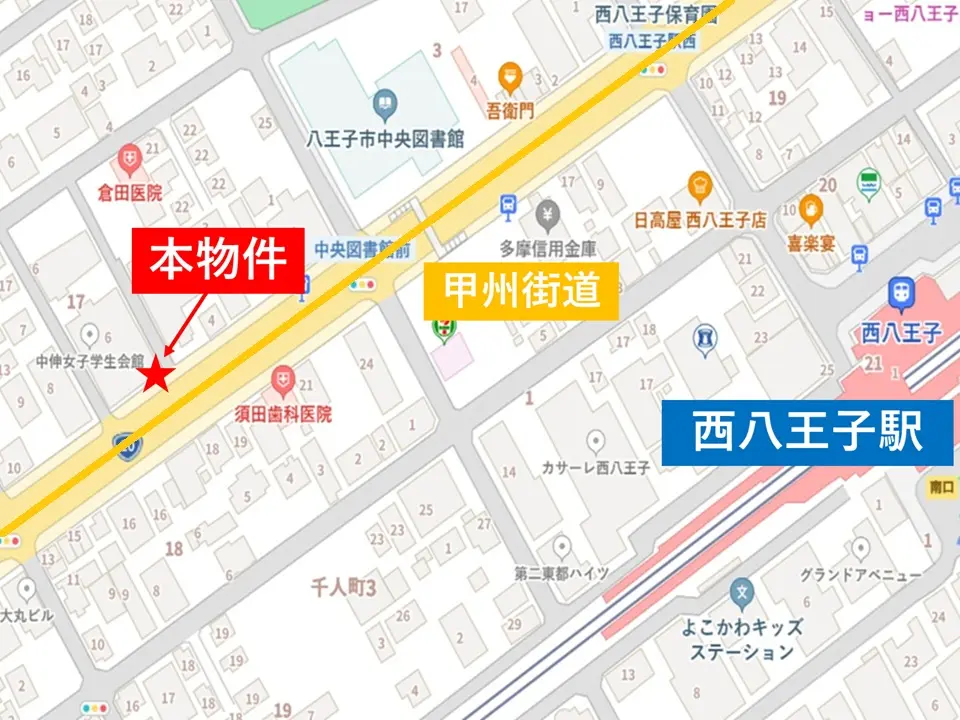 西八王子のラーメン居抜きの地図