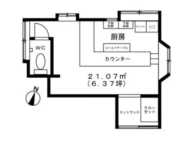 六本木の居抜き店舗の平面図
