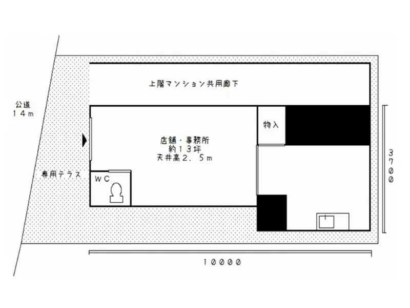 茗荷谷の事務所仕様物件の平面図
