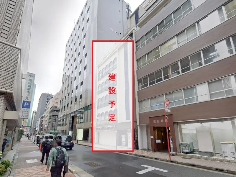 銀座のスケルトン店舗物件の外観