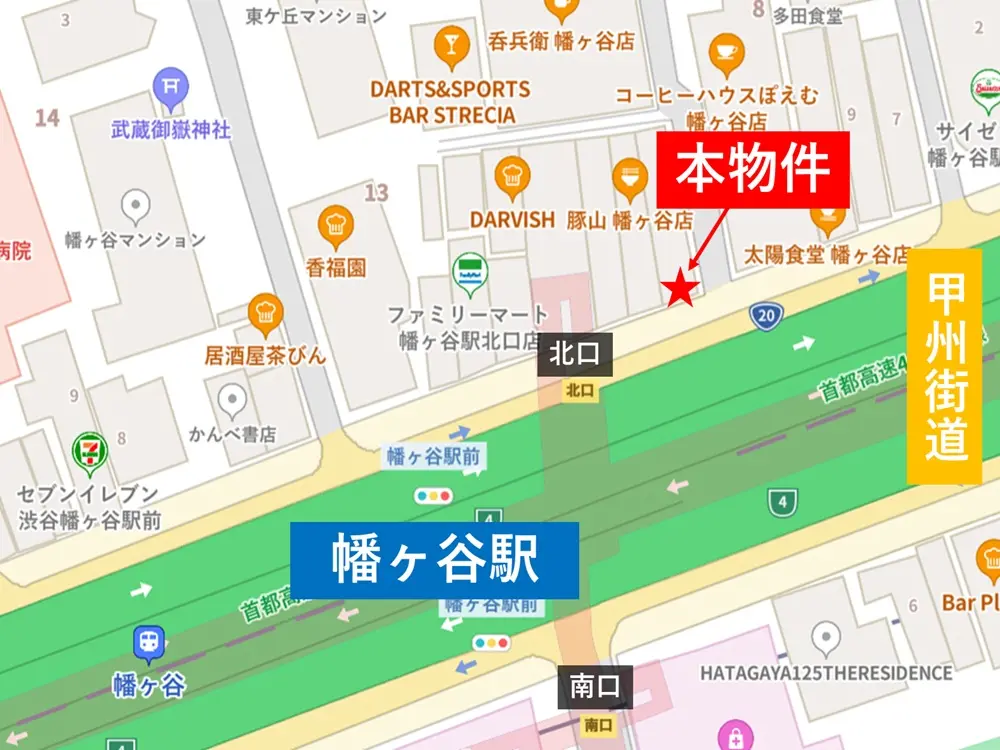 幡ヶ谷のBAR・ショットバー居抜きの地図