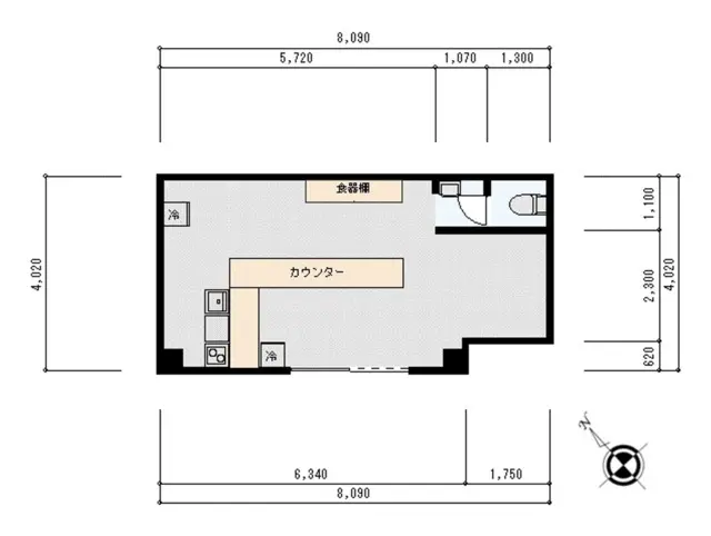 居酒屋の居抜き物件の平面図