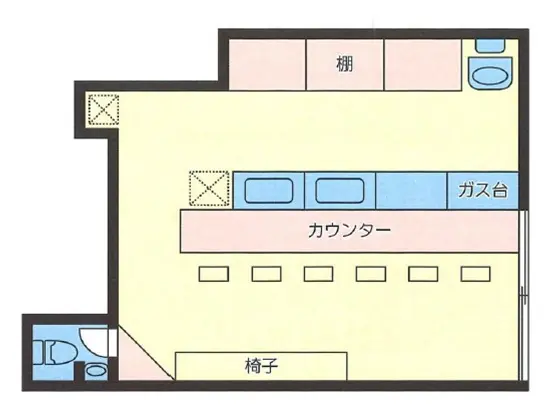黄金町の居酒屋居抜きの平面図