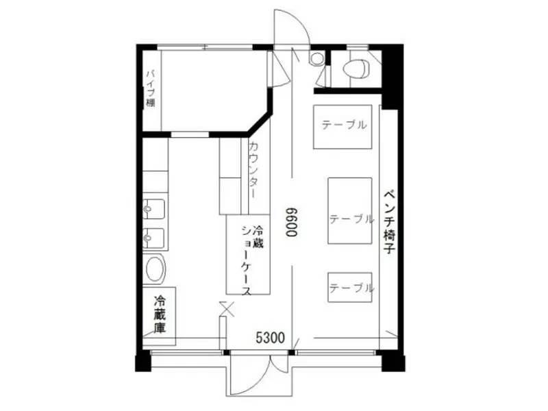 テイクアウトの居抜き物件の平面図