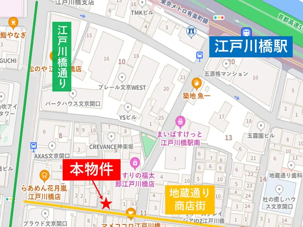 江戸川橋の事務所仕様物件の地図