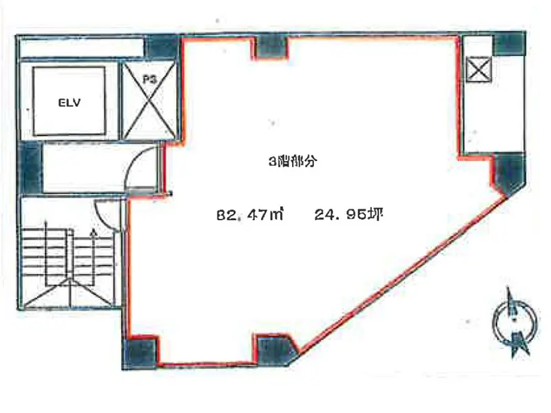 貸店舗(スケルトン)の平面図