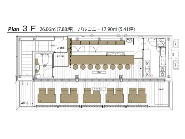 新橋のBAR・ショットバー居抜きの平面図
