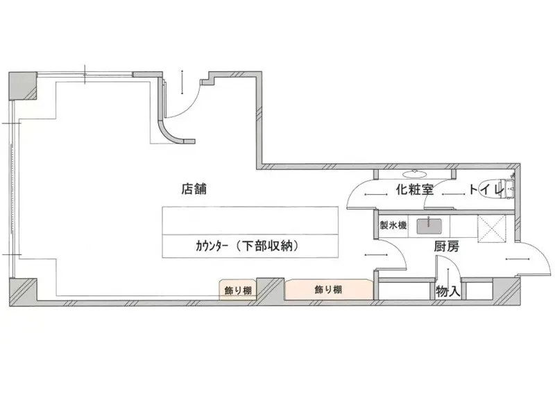 蒲生のBAR・ショットバー居抜きの平面図