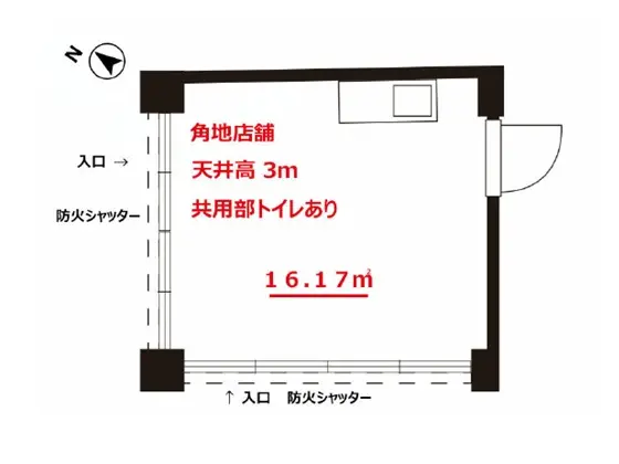 貸店舗(スケルトン)の平面図