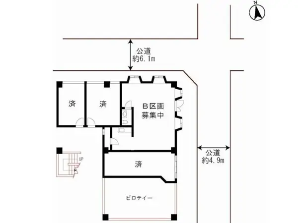 大森町の事務所仕様店舗物件の平面図