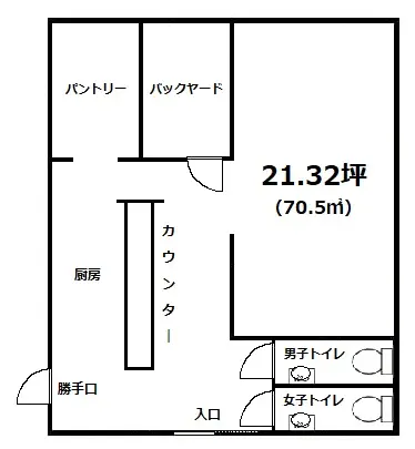 武蔵砂川の居抜き店舗の平面図