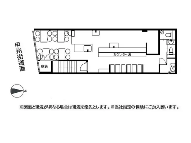 居酒屋の居抜き物件の平面図