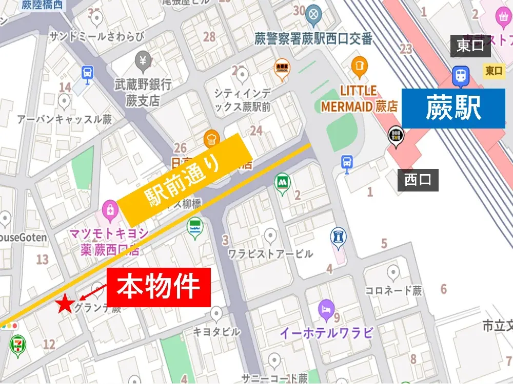 蕨のパン屋居抜きの地図
