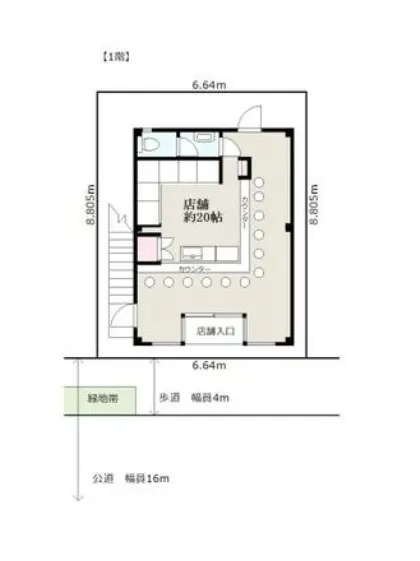 北越谷のラーメン居抜きの平面図