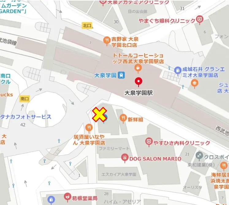 大泉学園のカフェ・喫茶店居抜きの地図
