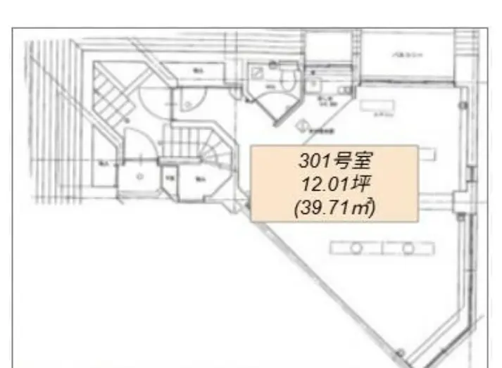 貸店舗(事務所仕様)の平面図
