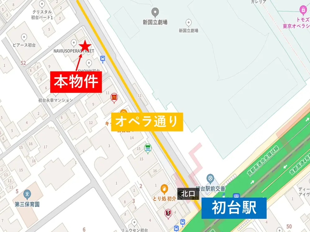 初台の居抜き店舗の地図