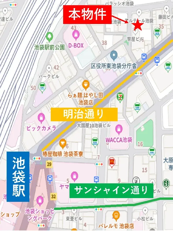 池袋の物販居抜きの地図