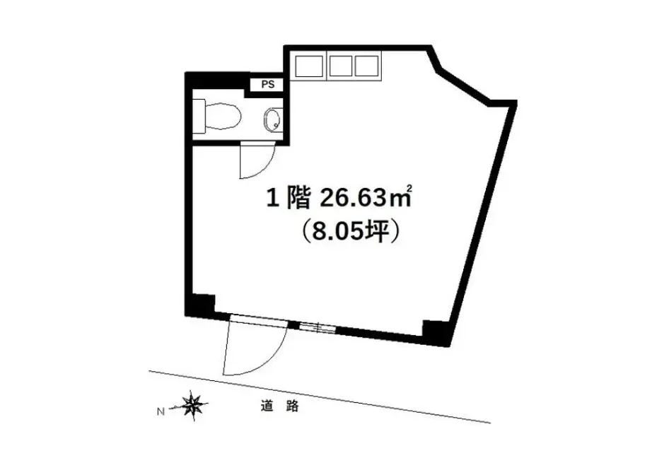 三軒茶屋の事務所仕様店舗物件の平面図