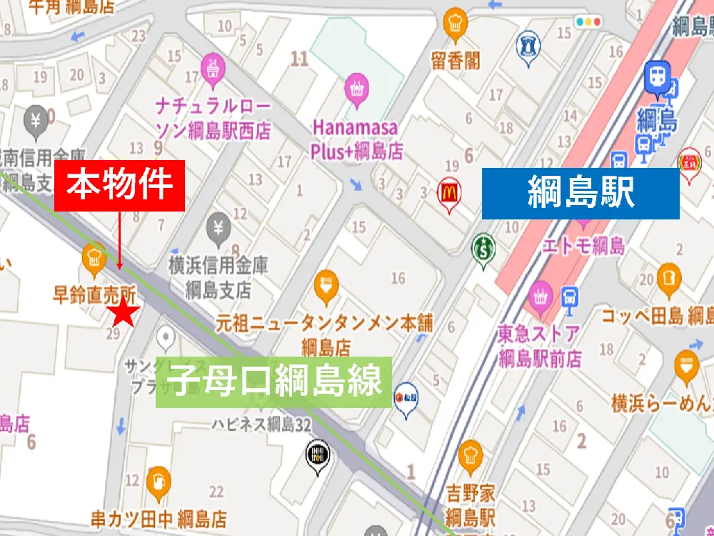 綱島のスケルトン物件の地図